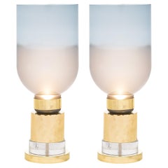 Murano Glass Blue Urn Lamps