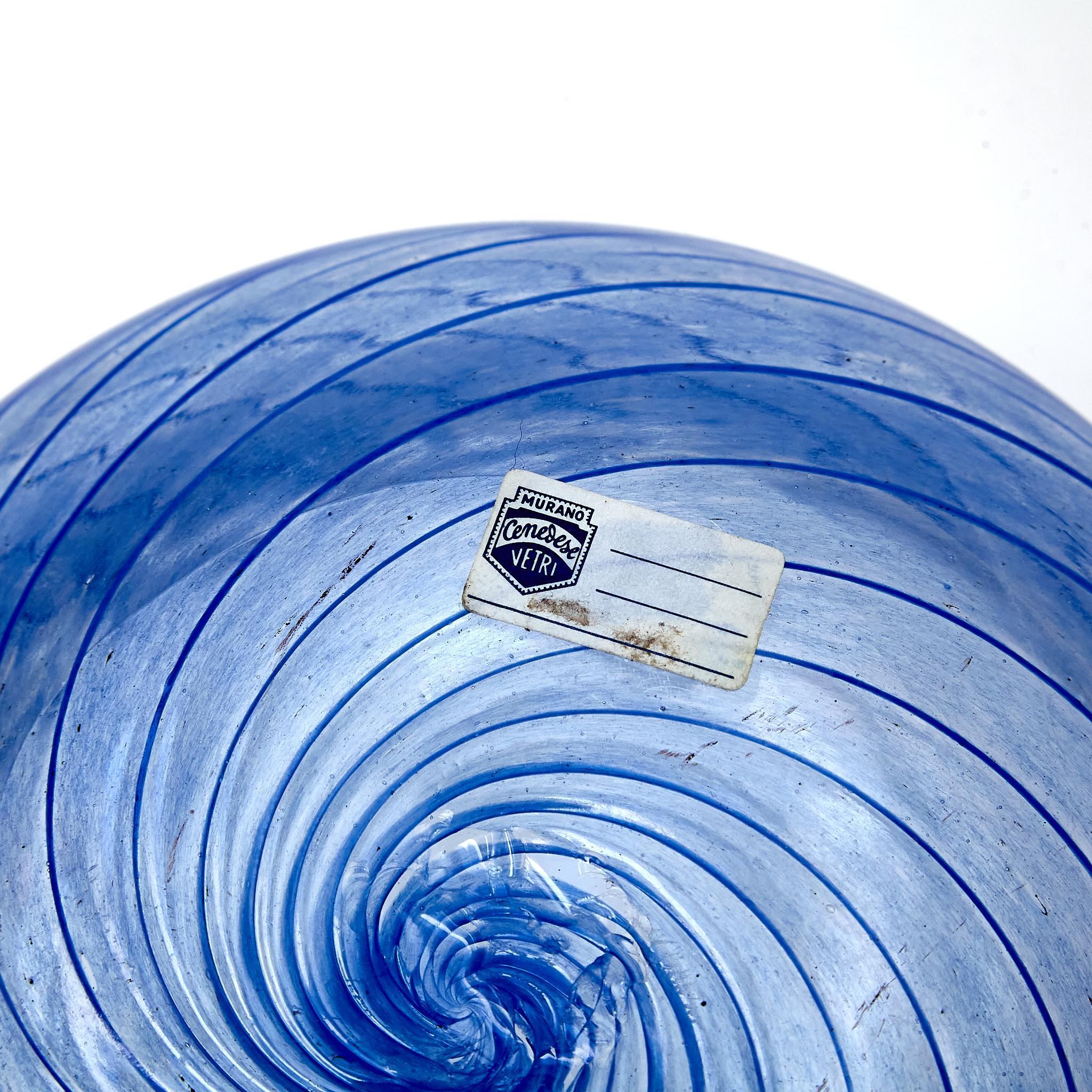 Jarrón azul de cristal de Murano de Cenedese Vetri - Italia, circa 1950 mediados del siglo XX en venta
