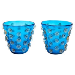 Murano Glass Blue Vases
