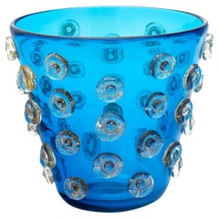 Retro Murano Glass Blue Vases