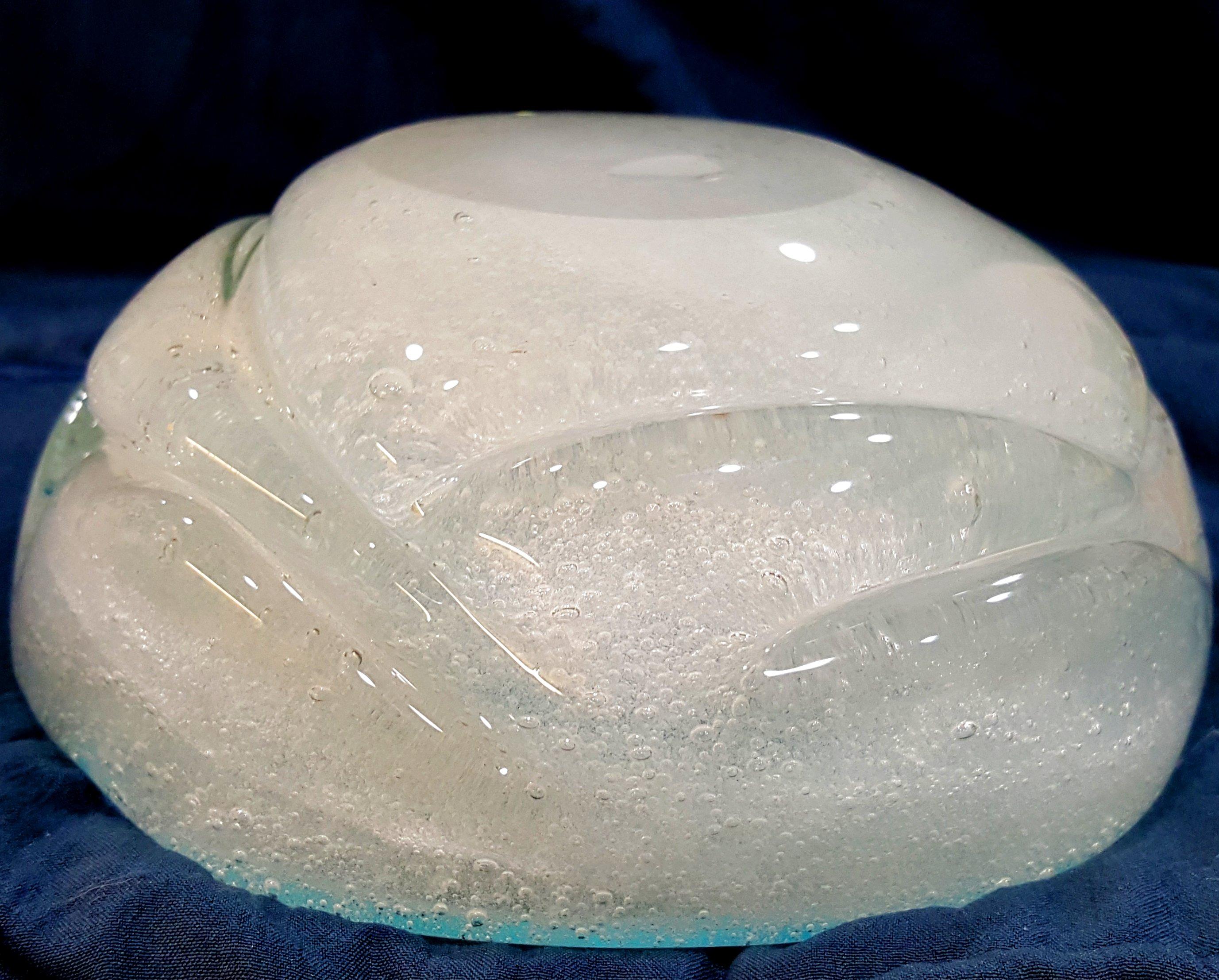 Moderne Murano Glas Bollicine Schale/Aschenbecher, Himmelblau & Weiß, Seguso, Mitte des Jahrhunderts im Angebot 4