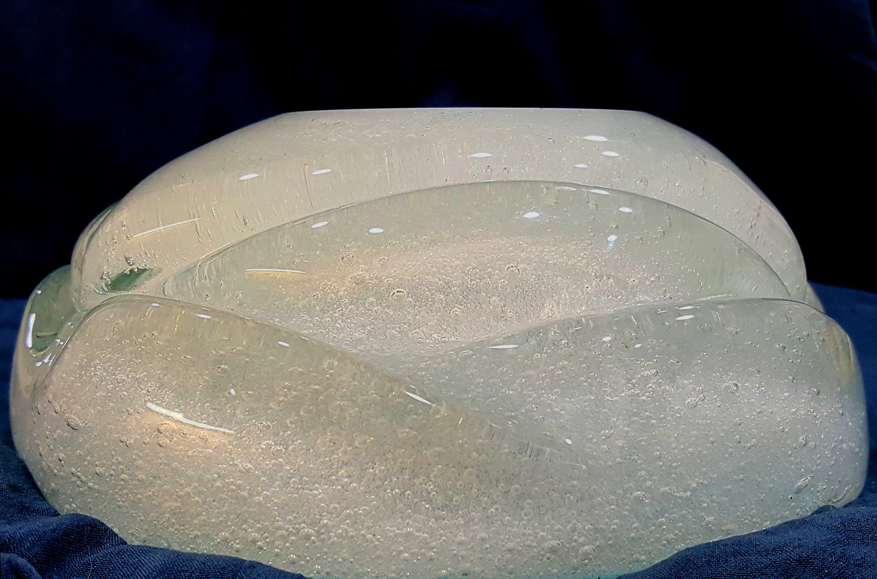 Moderne Murano Glas Bollicine Schale/Aschenbecher, Himmelblau & Weiß, Seguso, Mitte des Jahrhunderts im Angebot 2
