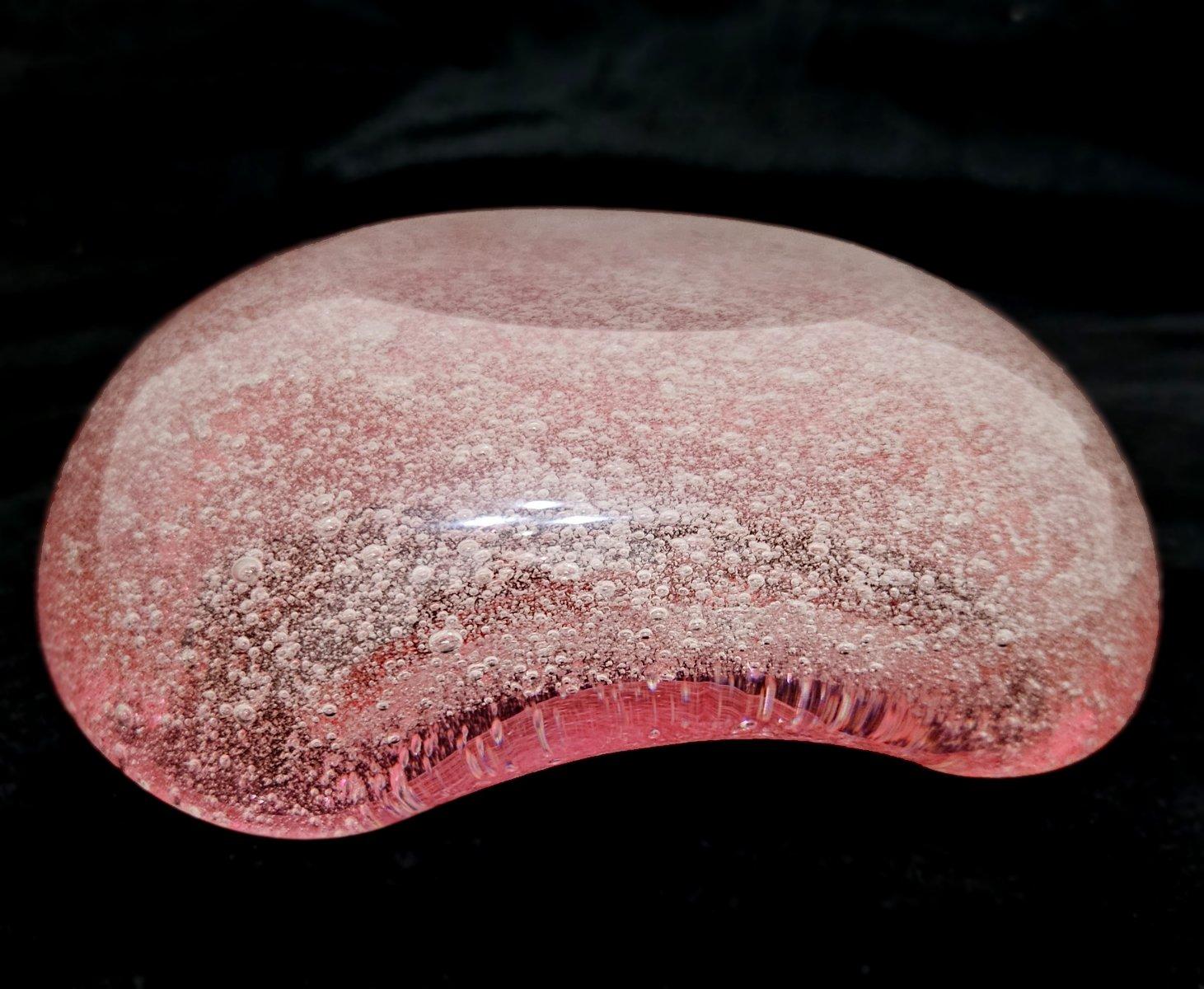 Pinks in White Murano Glass Bollicine/Pulegoso Bowl, Mid-Century Modern, Italy 5