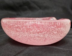 Pinks in White Murano Glass Bollicine/Pulegoso Bowl, Mid-Century Modern, Italy