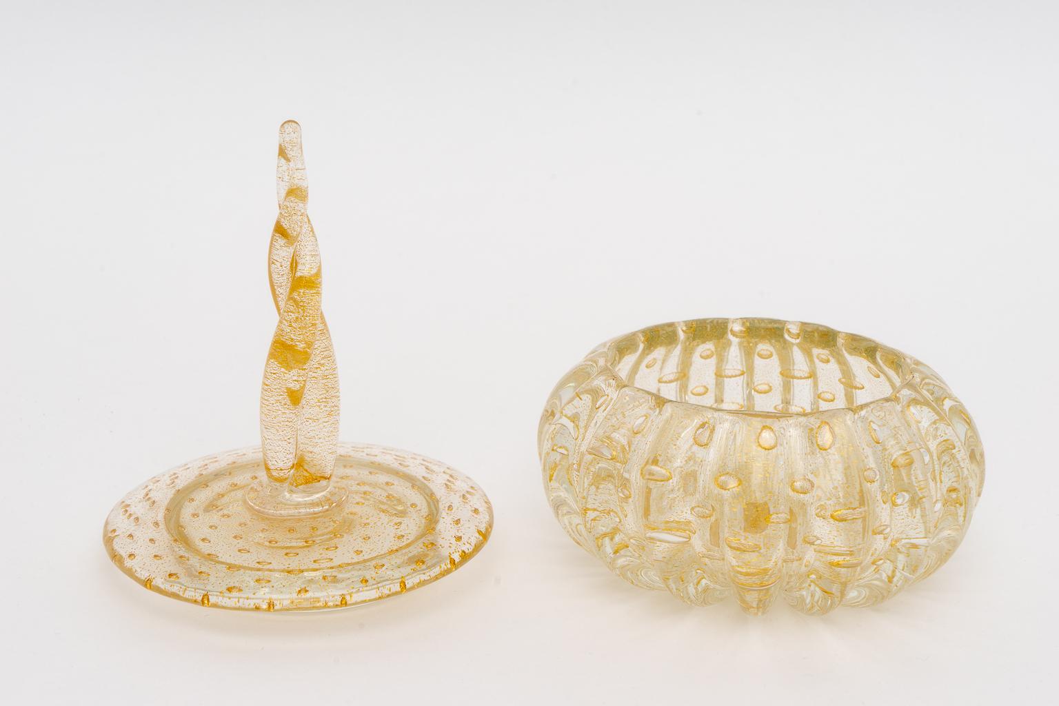 Art Deco Barovier et Toso Murano Glass Bonbonniere Dish For Sale