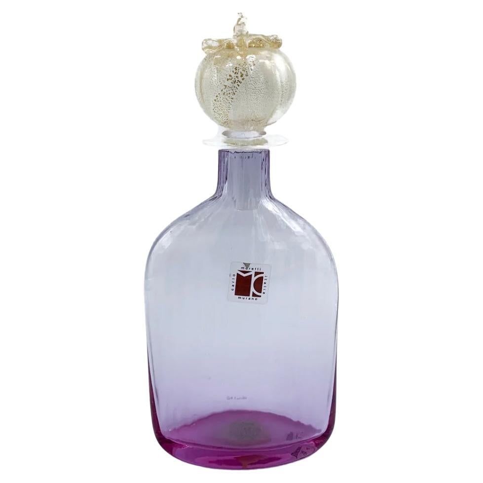 Murano Glass Bottle Signed by Carlo Moretti from the 1970s For Sale