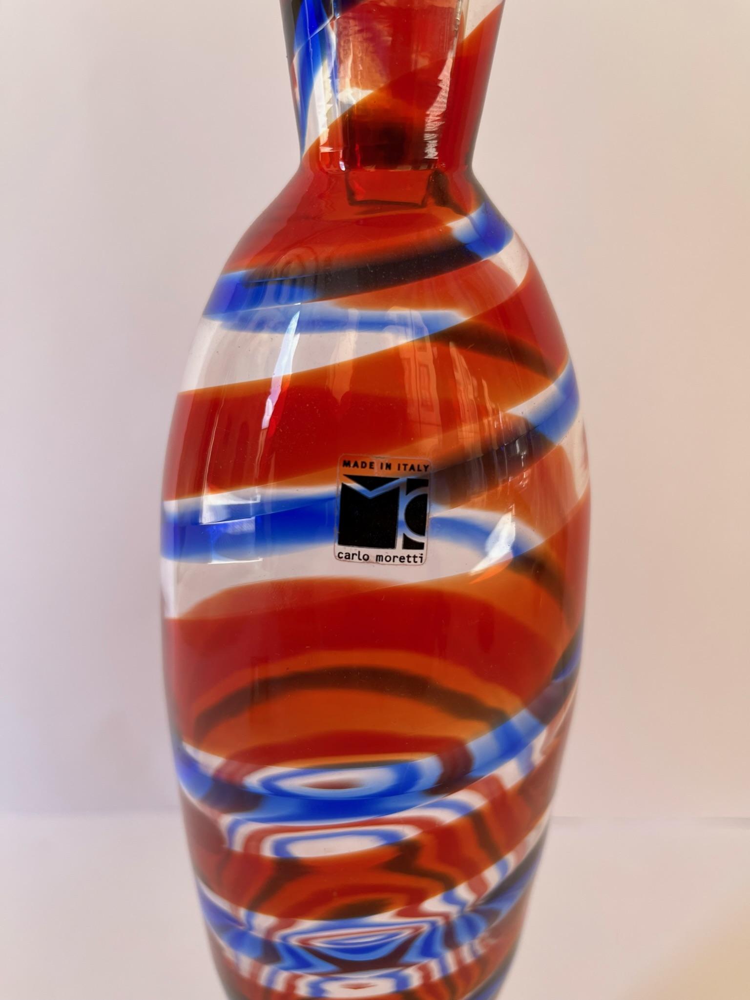 Late 20th Century Murano Glass Bottle with Stopper by Carlo Moretti
