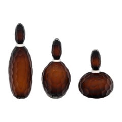 Murano Glass Bottles by Alberto Donà, Ferro Battuto Technique, Italy