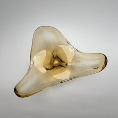 Schale aus ockerfarbenem Murano-Glas, mundgeblasen, Moderne Mitte des Jahrhunderts, Italien, 1970er Jahre