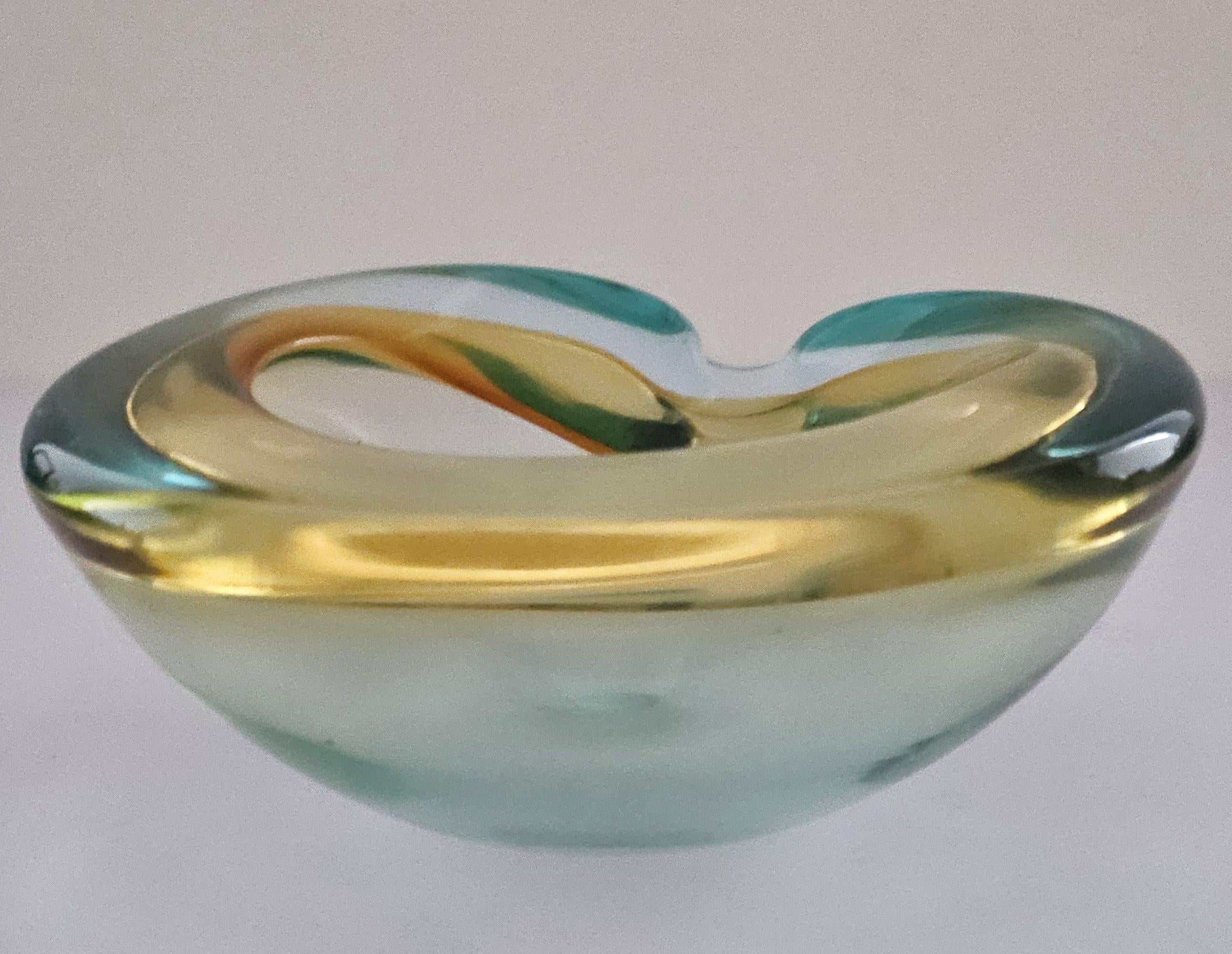 Coupe en verre de Murano, Alfredo Barbini ou Seguso, Aqua Green & Greene Greene en vente 3