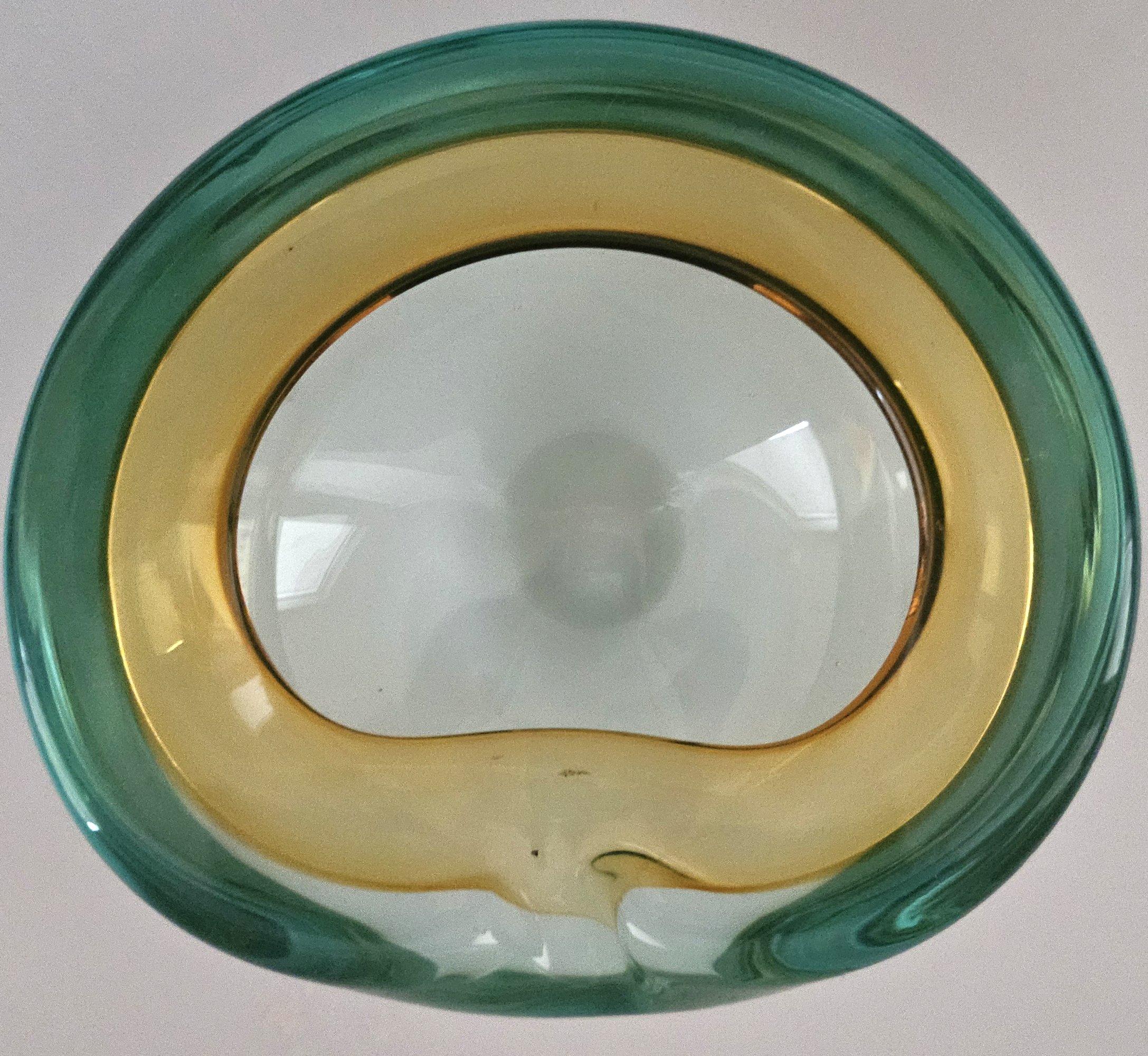 Coupe en verre de Murano, Alfredo Barbini ou Seguso, Aqua Green & Greene Greene en vente 5