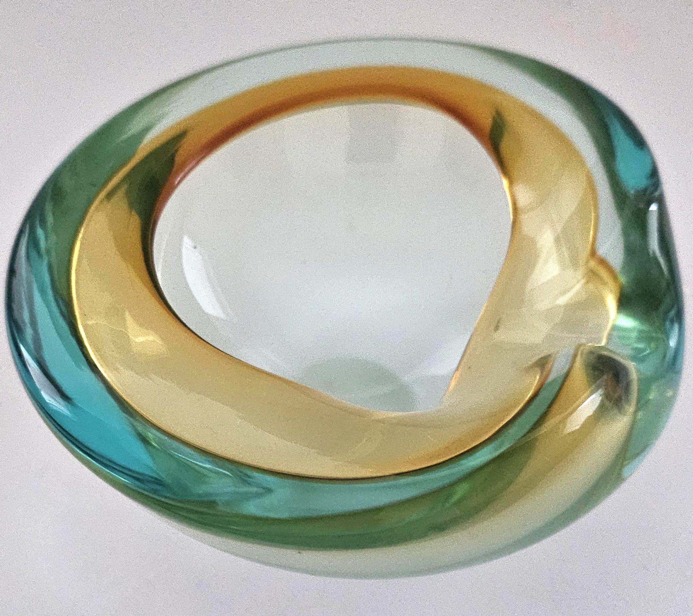 Autre Coupe en verre de Murano, Alfredo Barbini ou Seguso, Aqua Green & Greene Greene en vente