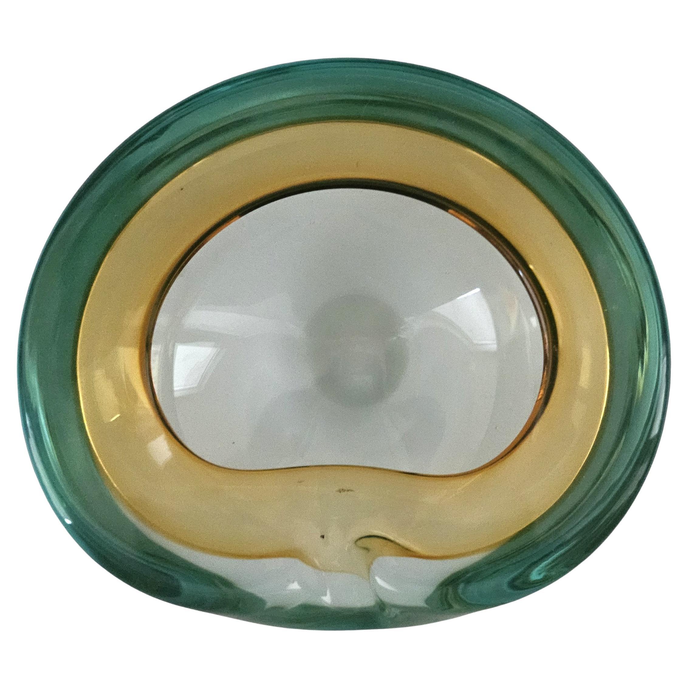 Coupe en verre de Murano, Alfredo Barbini ou Seguso, Aqua Green & Greene Greene en vente