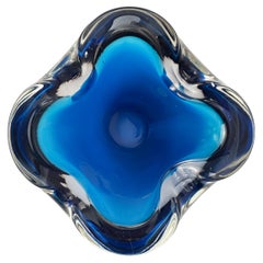 Cuenco de cristal de Murano Azul Turquesa Sommerso Flavio Poli/Seguso Atribuido Años 60
