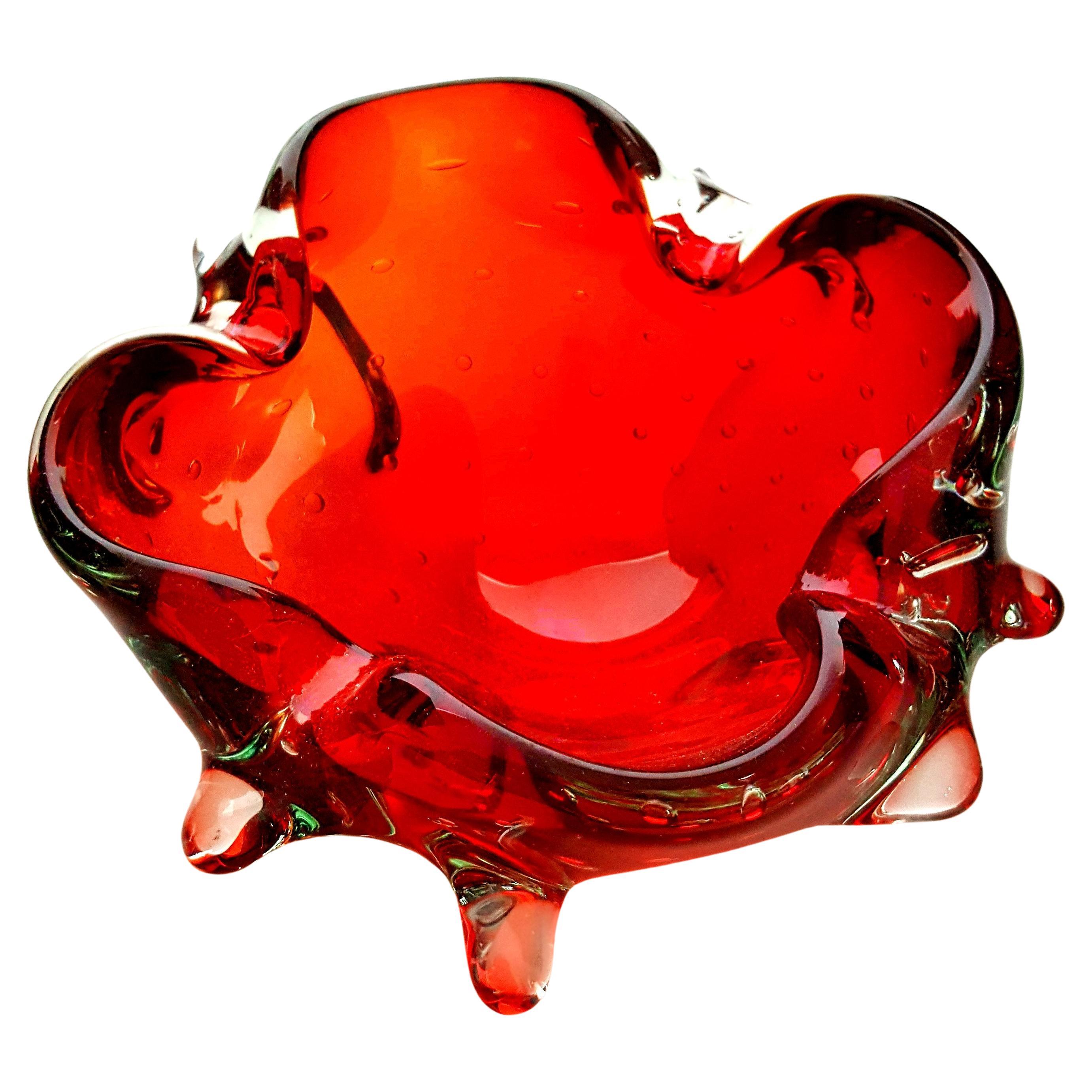 Red Murano Glass Bowl - Bullicante, Lenti For Sale