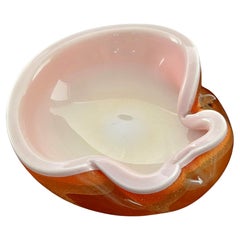 Alfredo Barbini Murano Glass Bowl, Gold Polveri, Mid-Century Modern