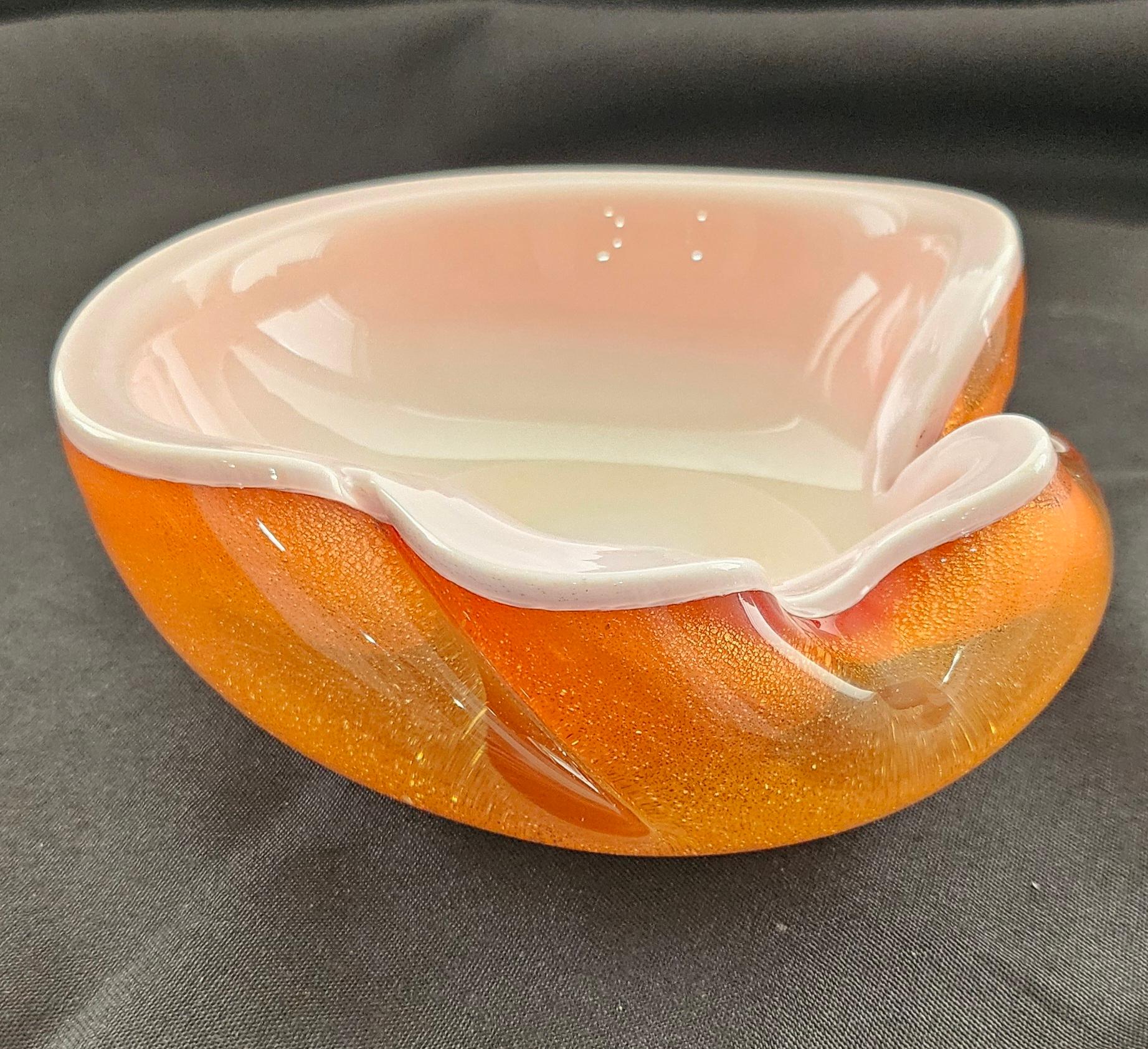 Feuille d'or Bol en verre de Murano avec Polveri dorés d'Alfredo Barbini pour Camer - VENTE DE LIQUIDATION en vente