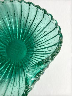 Murano Glass Bowl by Barovier & Toso, Green Bullicante, Italy, 1960s