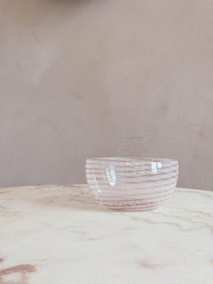 Murano Glass Bowl by Barovier & Toso, Pink & White Stripes, 1970