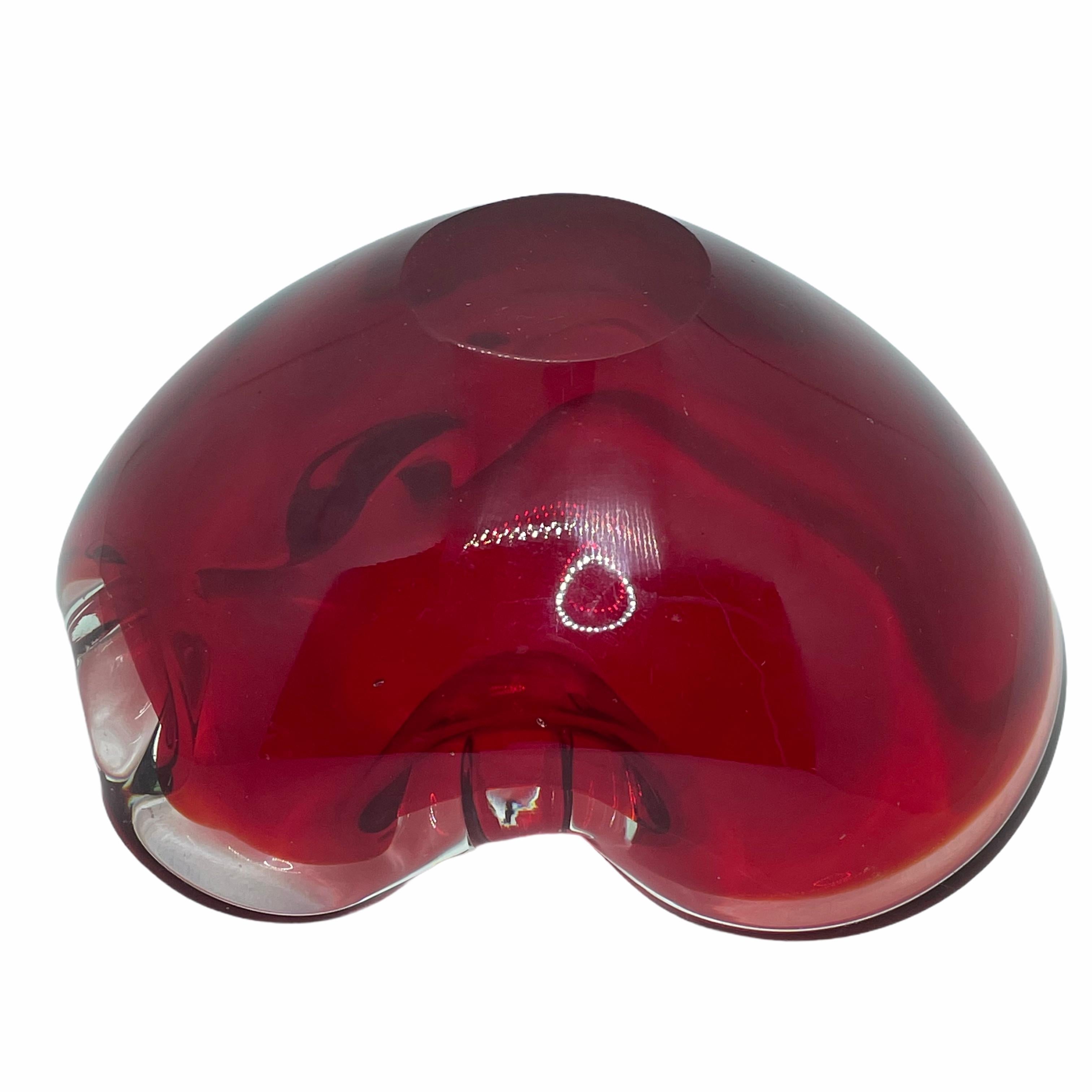 Late 20th Century Murano Glass Bowl Catchall Red and Clear Vintage, Italy, 1970s