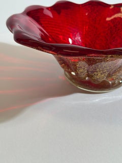 Bol en verre de Murano, Cordonato d'Oro Red Gold, Barovier&Toso, Italie, années 1960