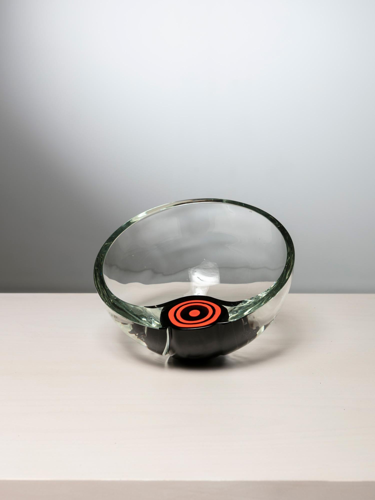 Italian 1970s Murano glass bowl/sculpture
Thick solid glass distribution allows the piece to stand in this serving position.