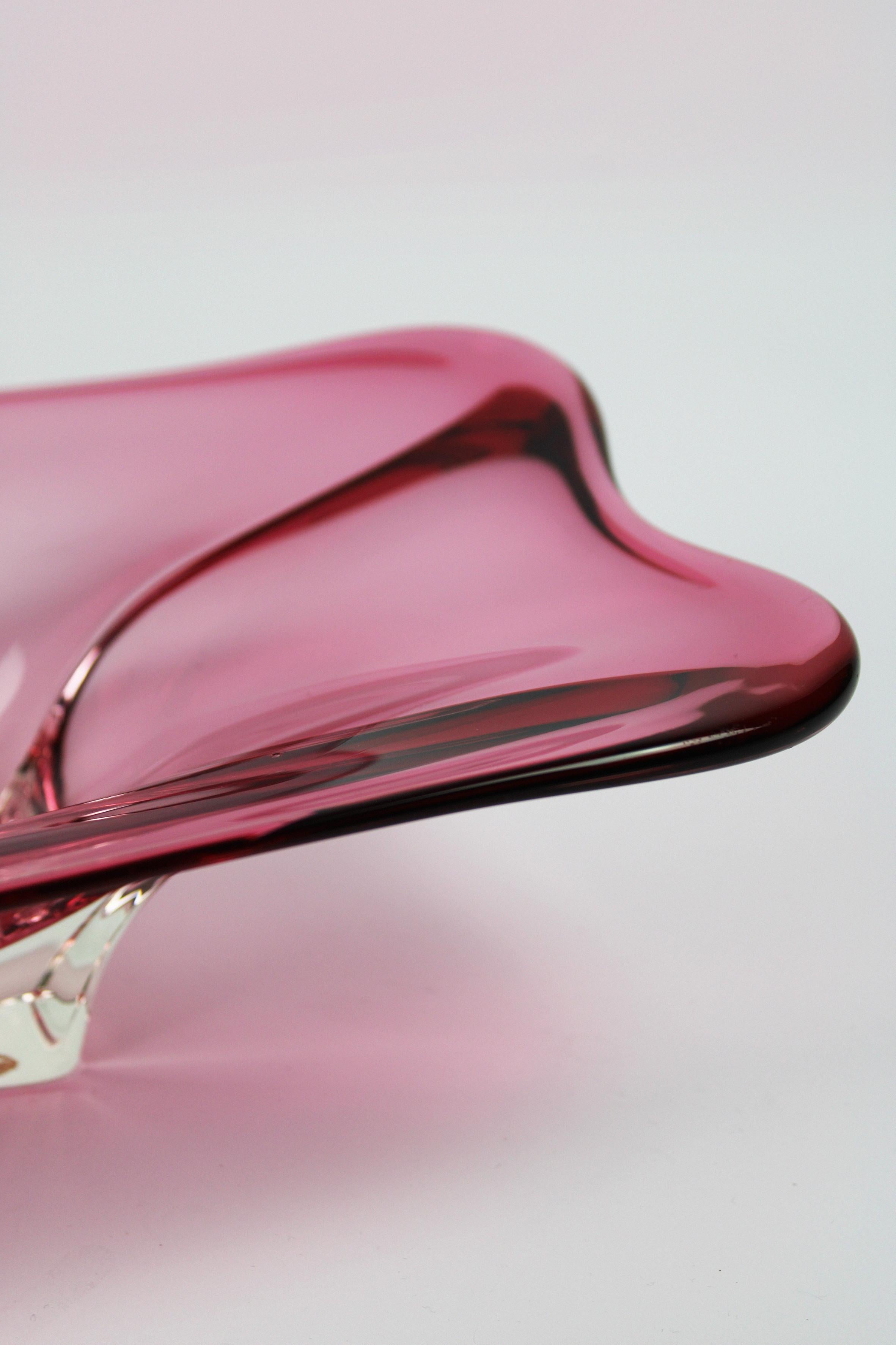 Murano Glas Schale Glas rosa Sommerso Kunst mundgeblasen Vintage Italien 20. Jahrhundert (Glaskunst) im Angebot