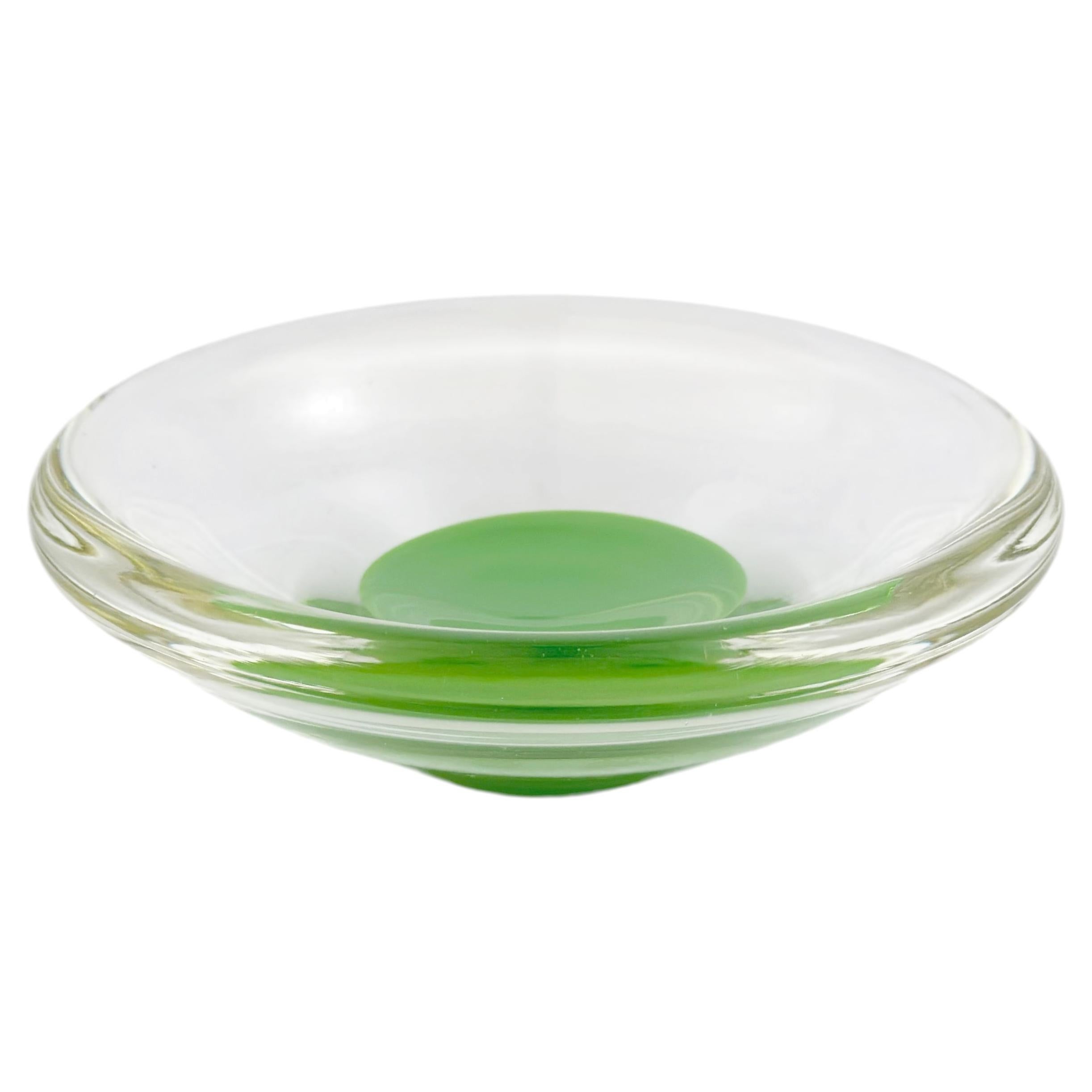 Murano Glass Bowl, Green Sommerso, Modernist Style, Italy, 1970s For Sale