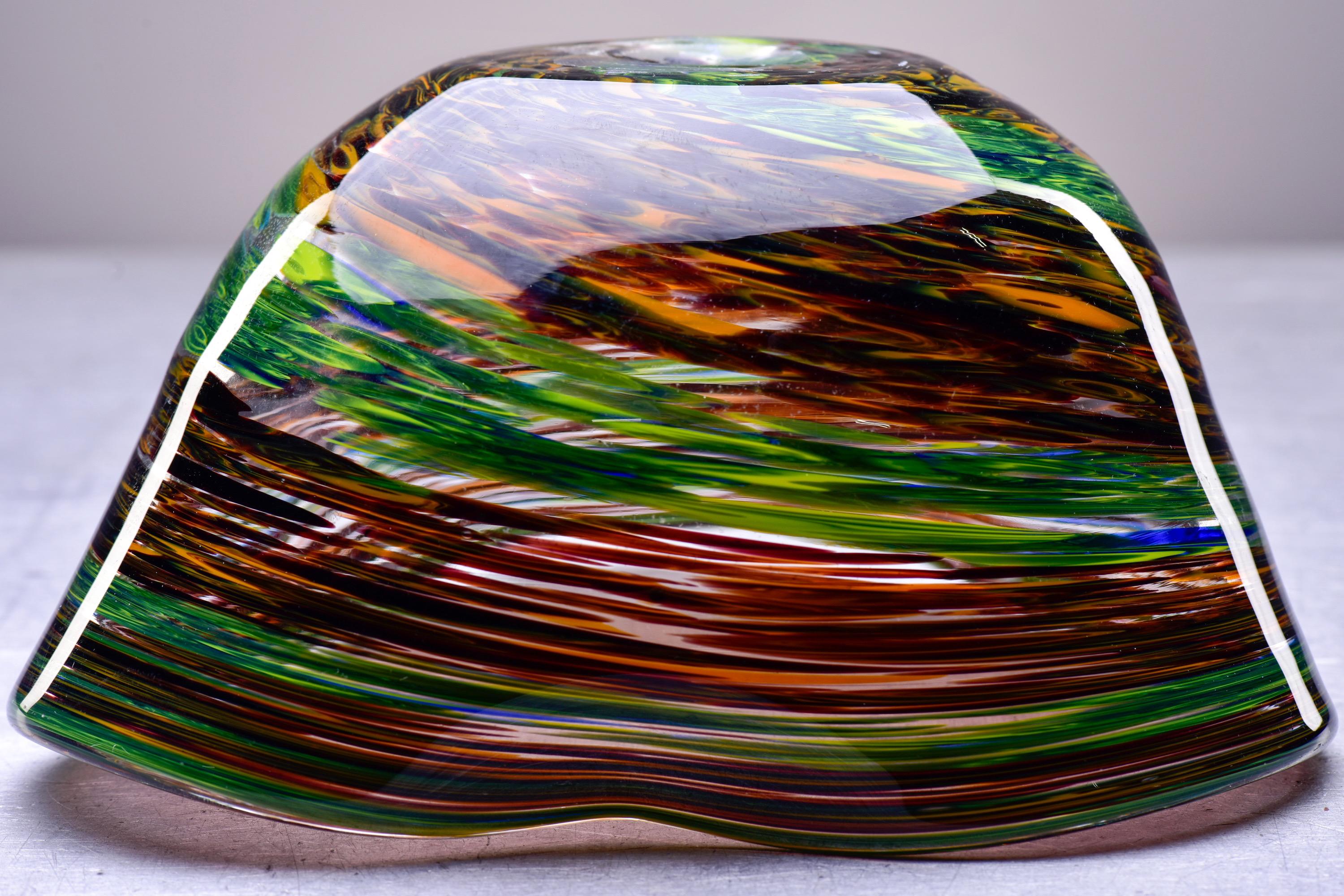 Murano Glass Bowl in Green and Earth Tones 4