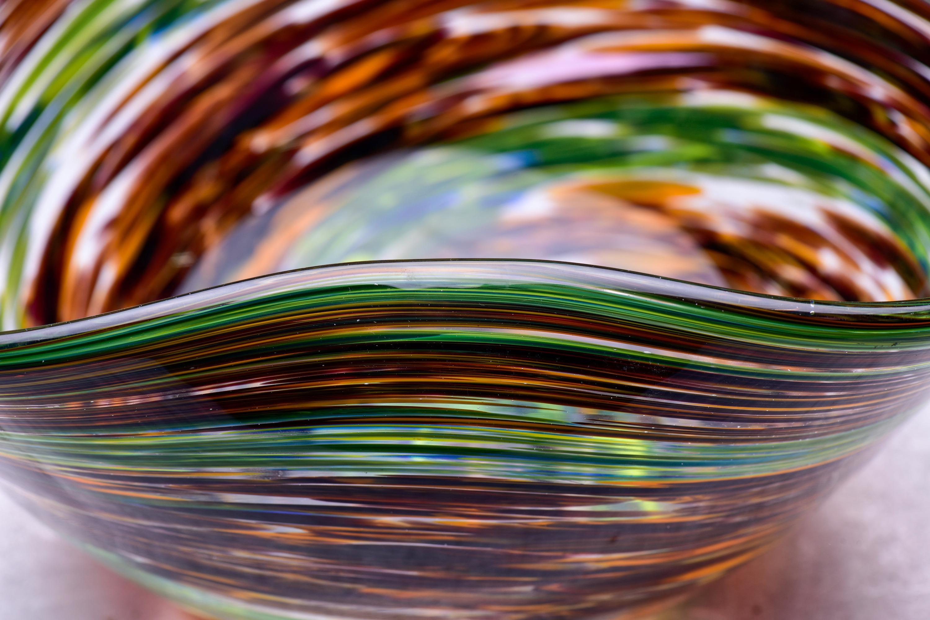 Murano Glass Bowl in Green and Earth Tones 1
