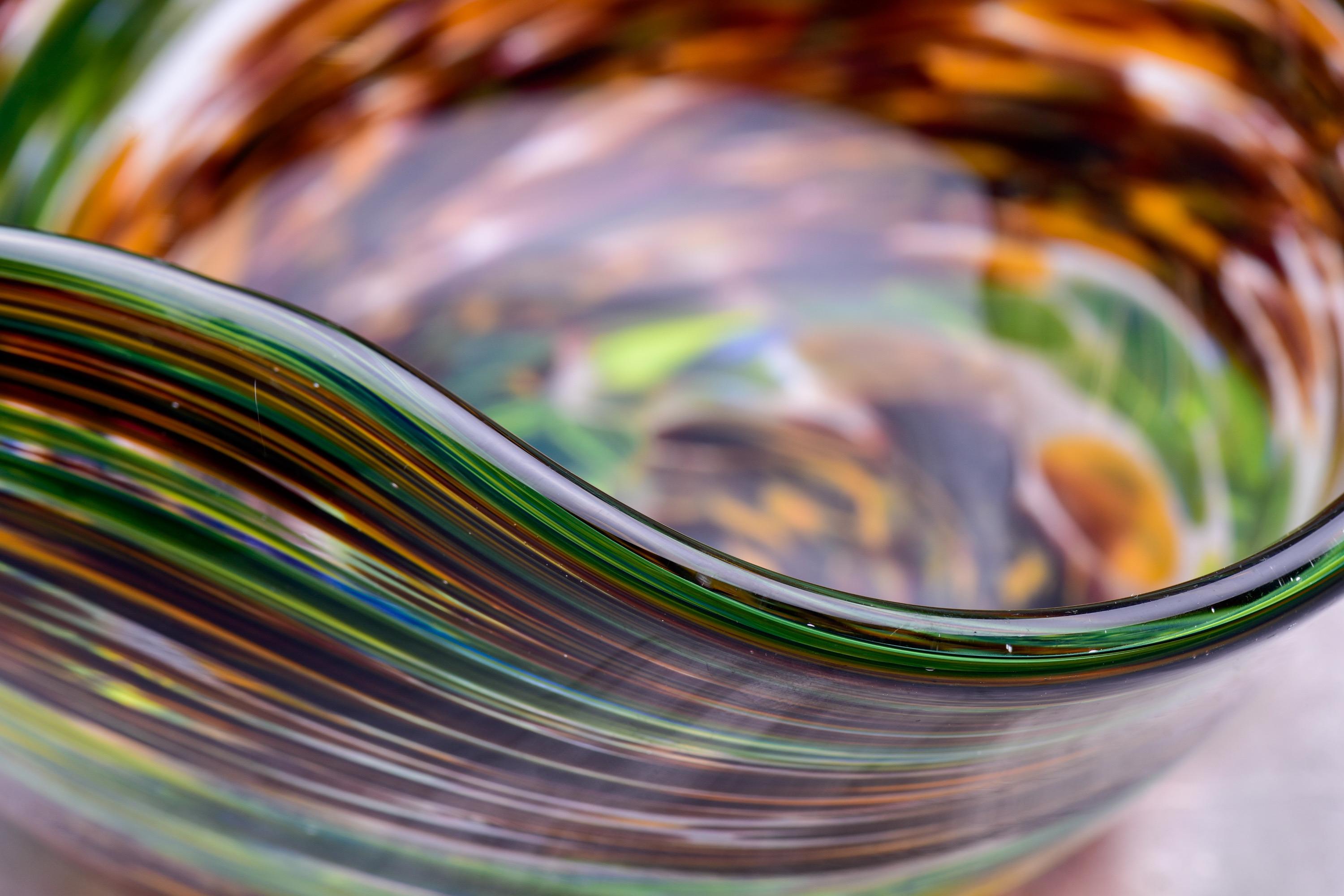 Murano Glass Bowl in Green and Earth Tones 2