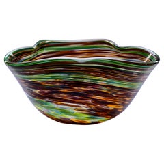 Murano Glass Bowl in Green and Earth Tones