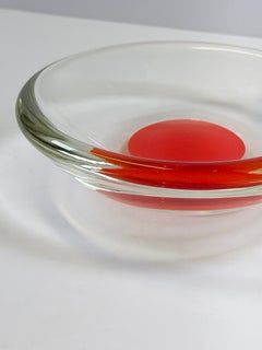 Cuenco de cristal de Murano, estilo modernista, Murano Glass Sommerso rojo, Italia, década de los 70