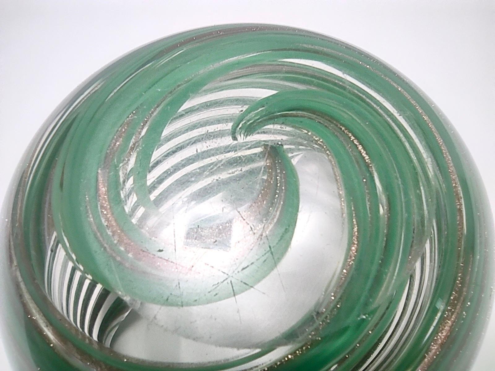 Murano Glass Bowl or Ashtray with Green Canes and Aventurine Glass, Italy For Sale 3