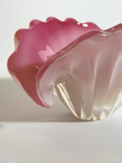 Murano Glass Bowl, Pink Alabastro Clam Shell, Seguso, Italy 1960s