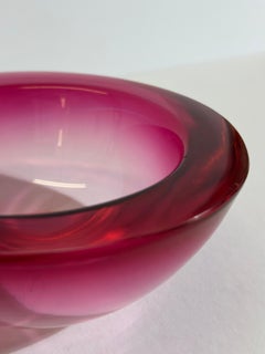Murano-Glas Schale, Rosa Sommerso Geode, Archimede Seguso, Italien 1960er Jahre