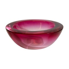 Murano-Glas Schale, Rosa Sommerso Geode, Archimede Seguso, Italien 1960er Jahre