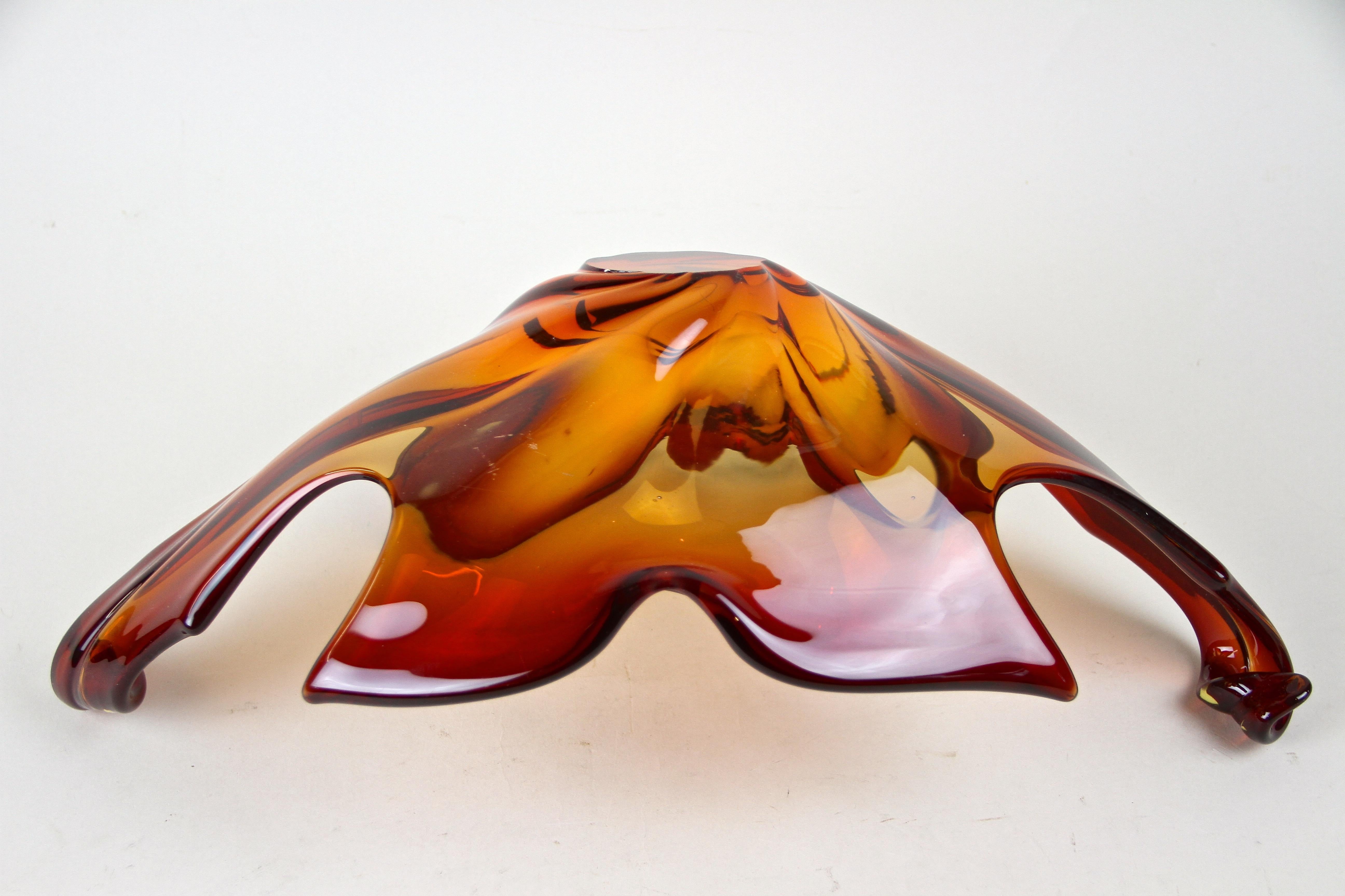 Murano Glasschale Rot/Orange Mitte des Jahrhunderts, Italien, um 1960/70 5