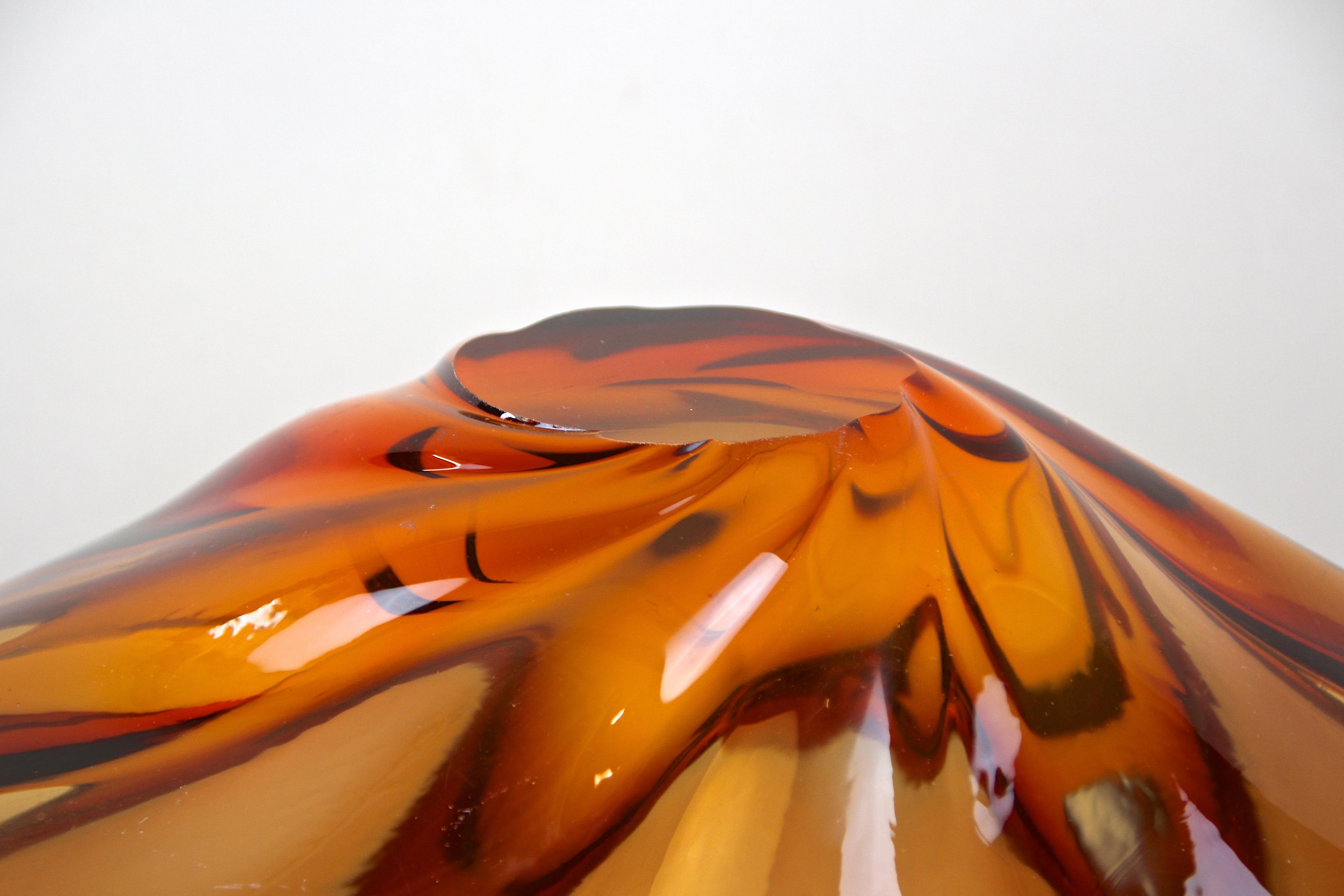 Murano Glasschale Rot/Orange Mitte des Jahrhunderts, Italien, um 1960/70 6