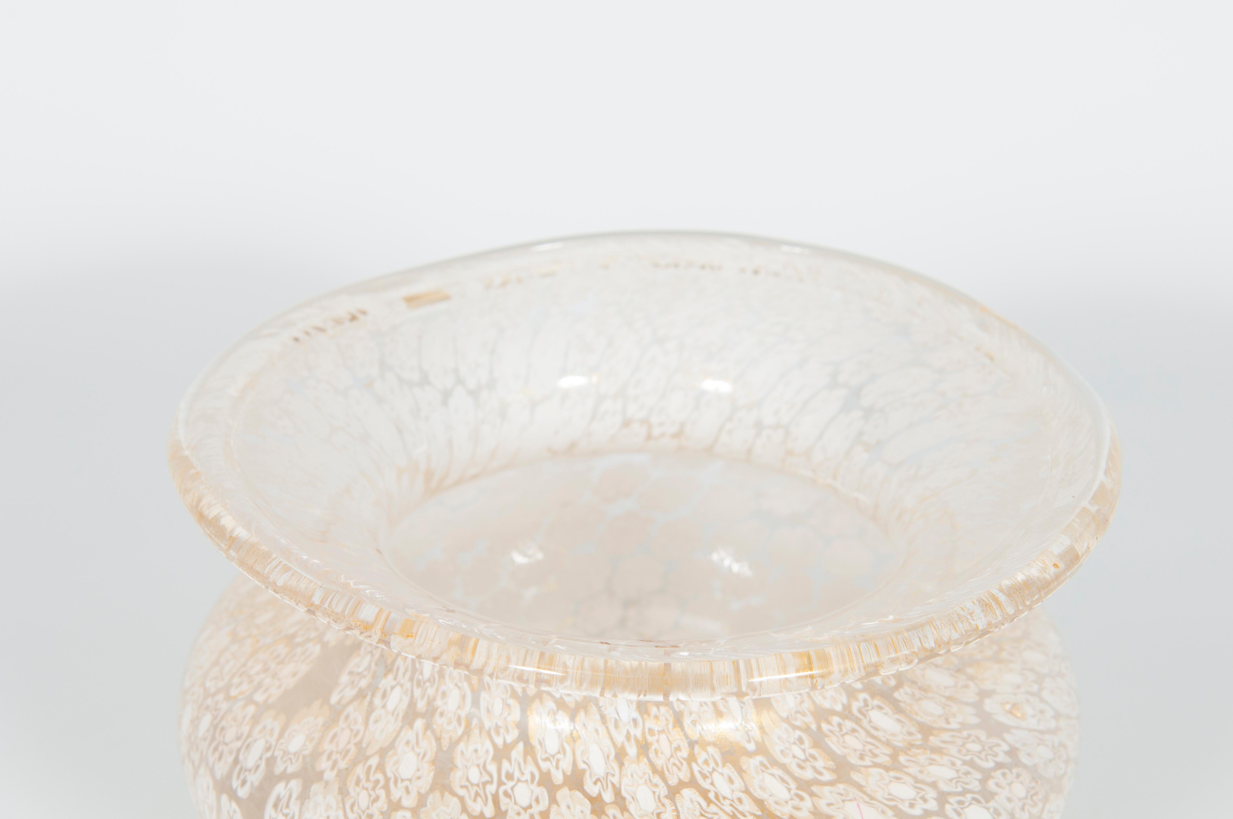 Italian Murano Glass Bowl with 24ct Gold and Murrine, Attributed to Alberto Donà For Sale