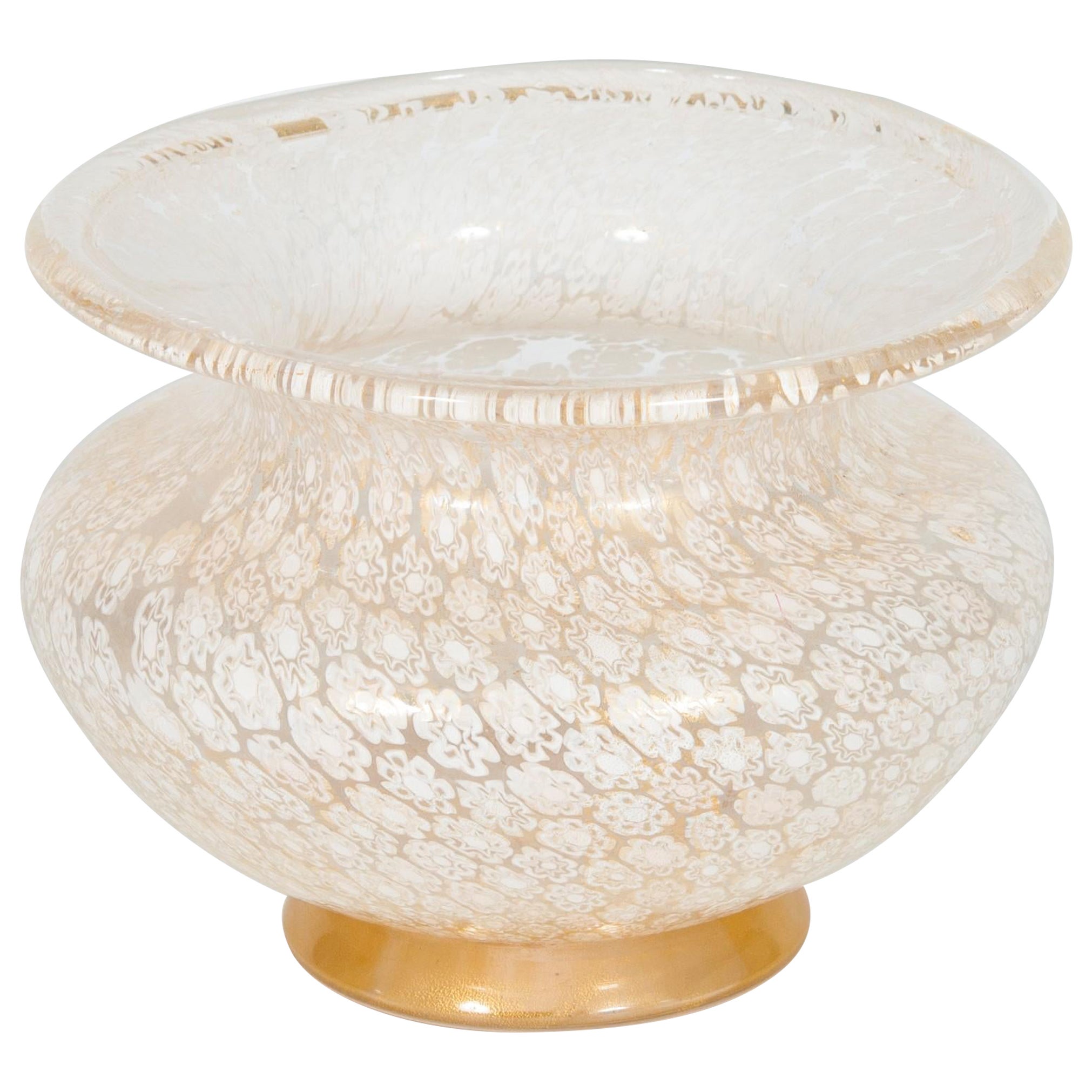 Bol en verre de Murano avec or 24 carats et murrine, attribué à Alberto Don