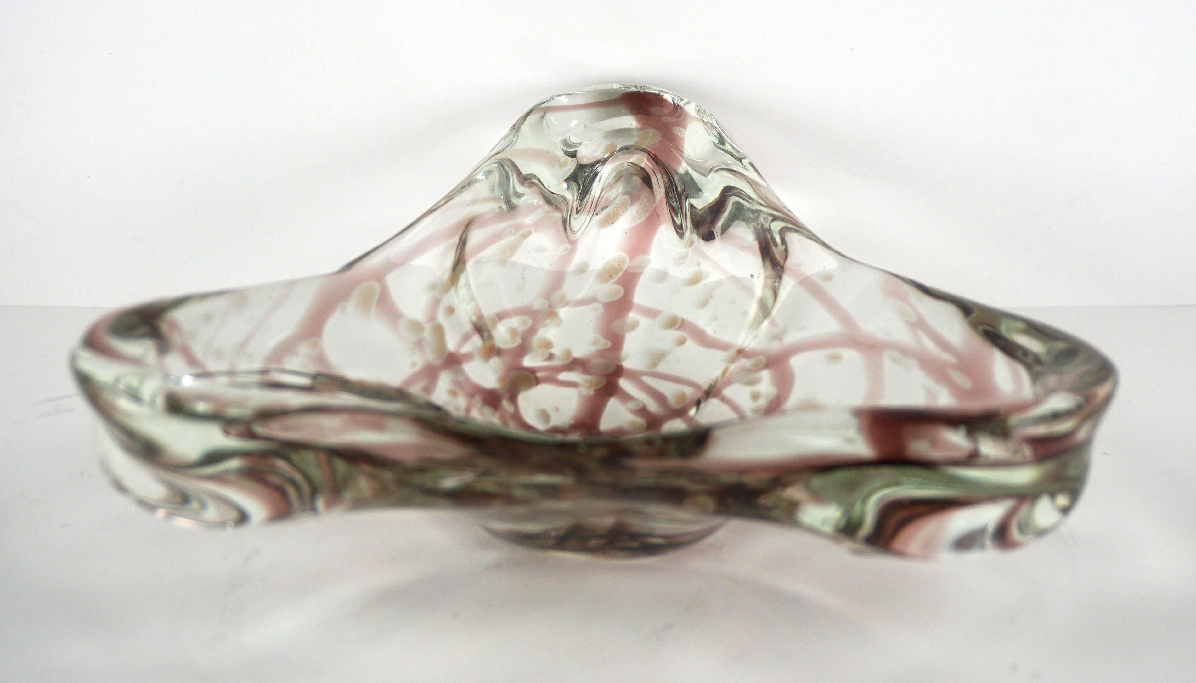Italian Murano Glass Bowl with Copper and Ruby Aventurine For Sale
