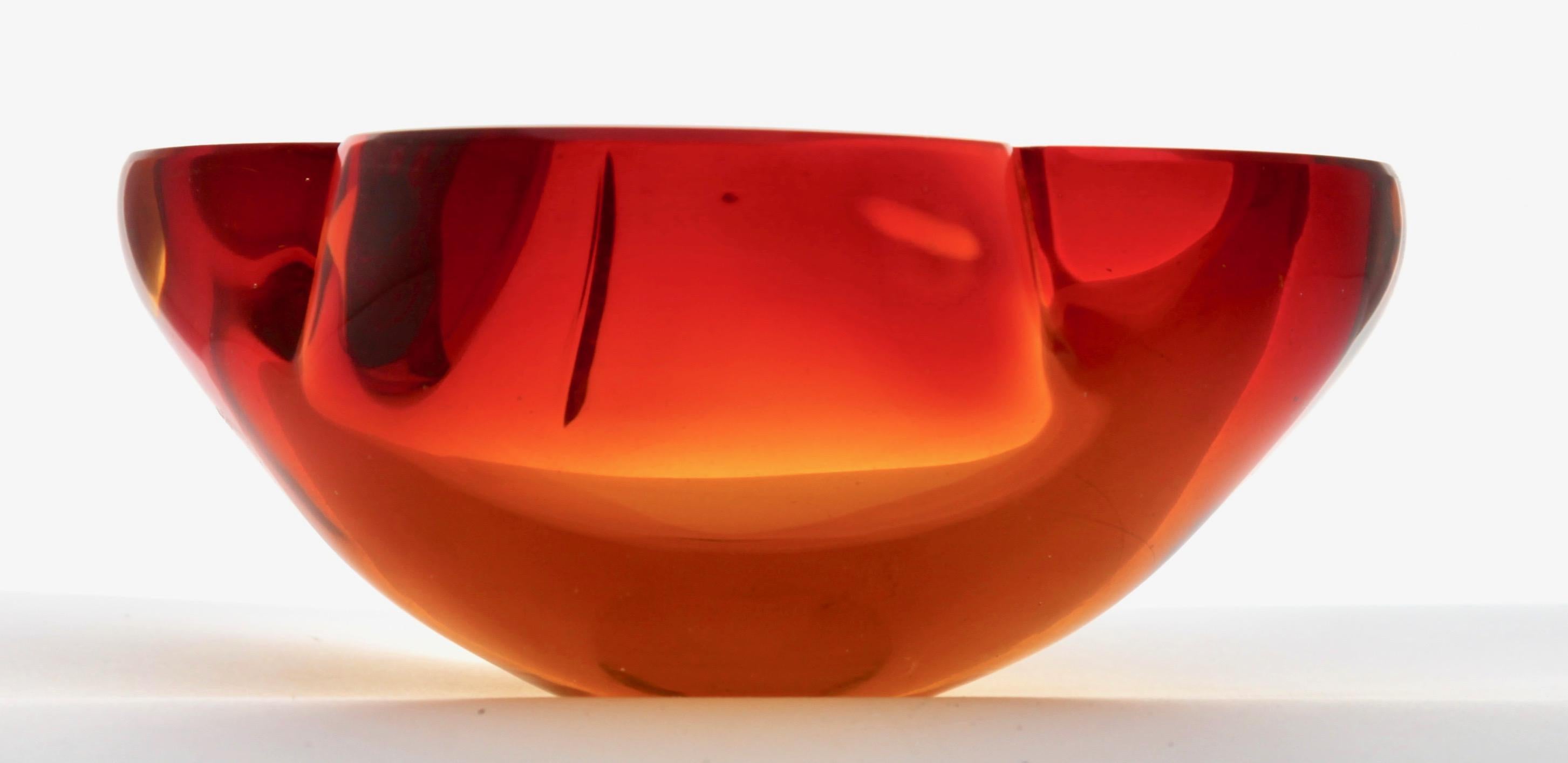 Italian Murano Glass Bowl with Four Lobes, Attributed to Flavio Poli for Seguso