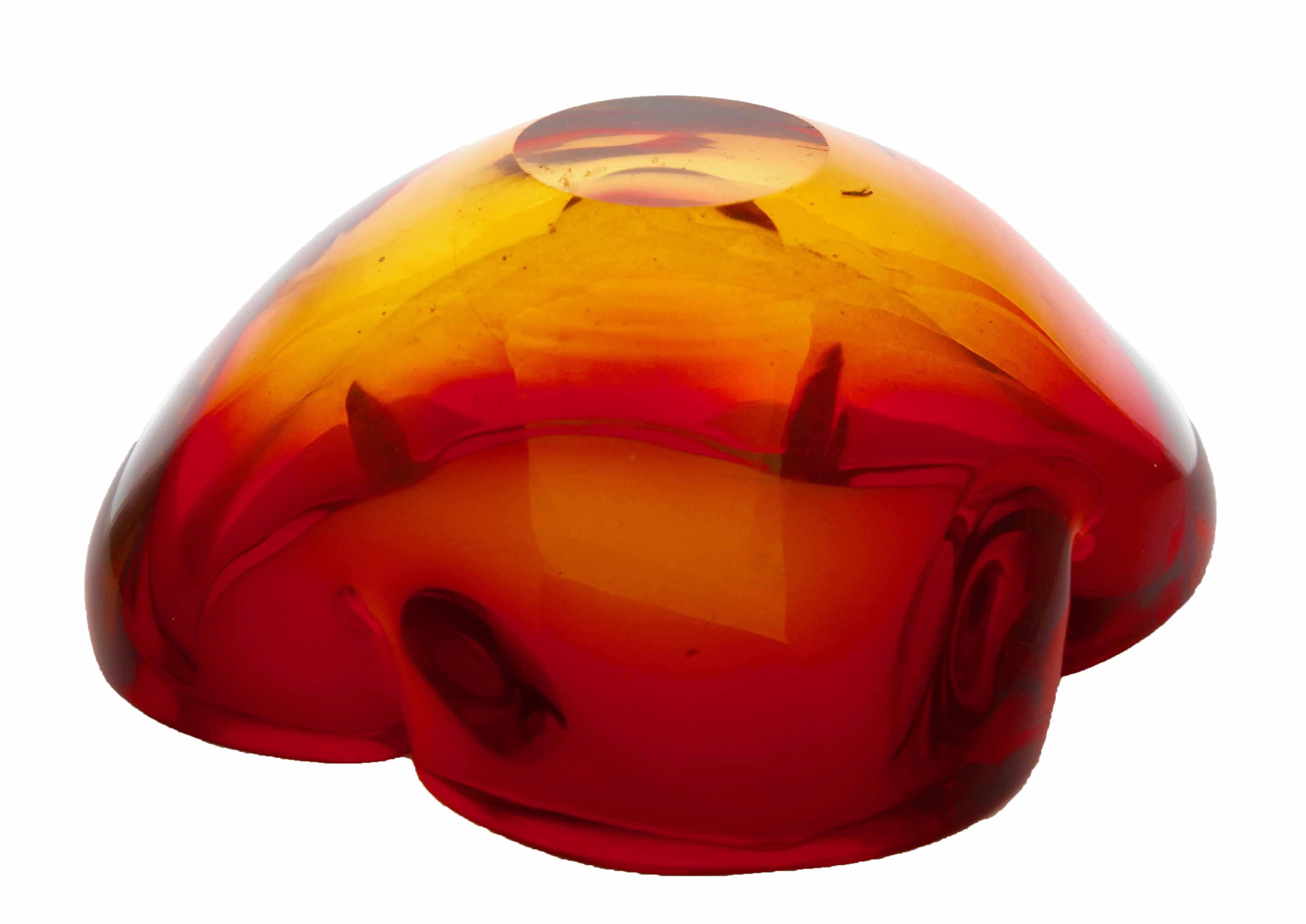 Hand-Crafted Murano Glass Bowl with Four Lobes, Attributed to Flavio Poli for Seguso