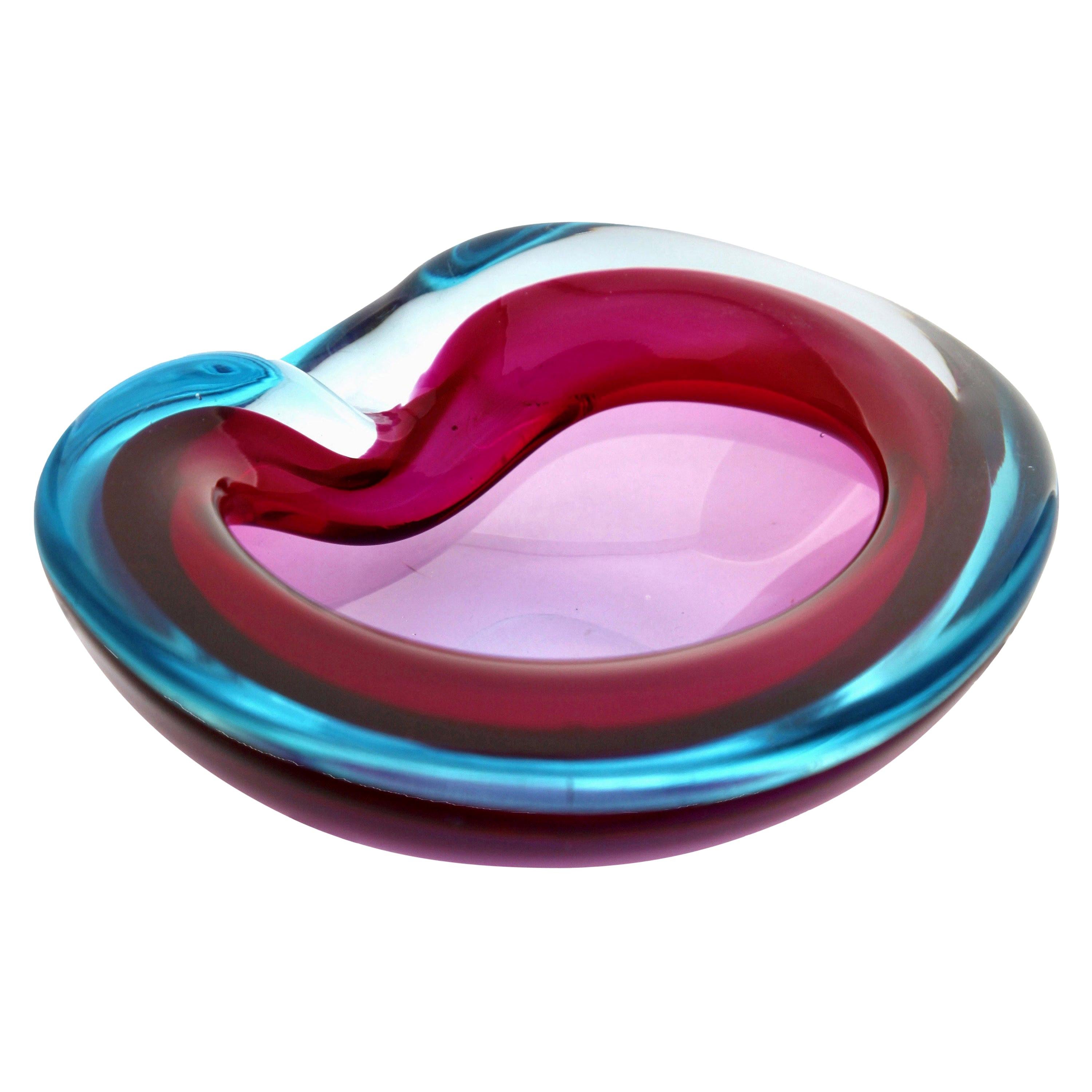 Murano Glass Bowl with Four Lobes, Attributed to Flavio Poli for Seguso