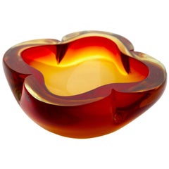 Retro Murano Glass Bowl with Four Lobes, Attributed to Flavio Poli for Seguso