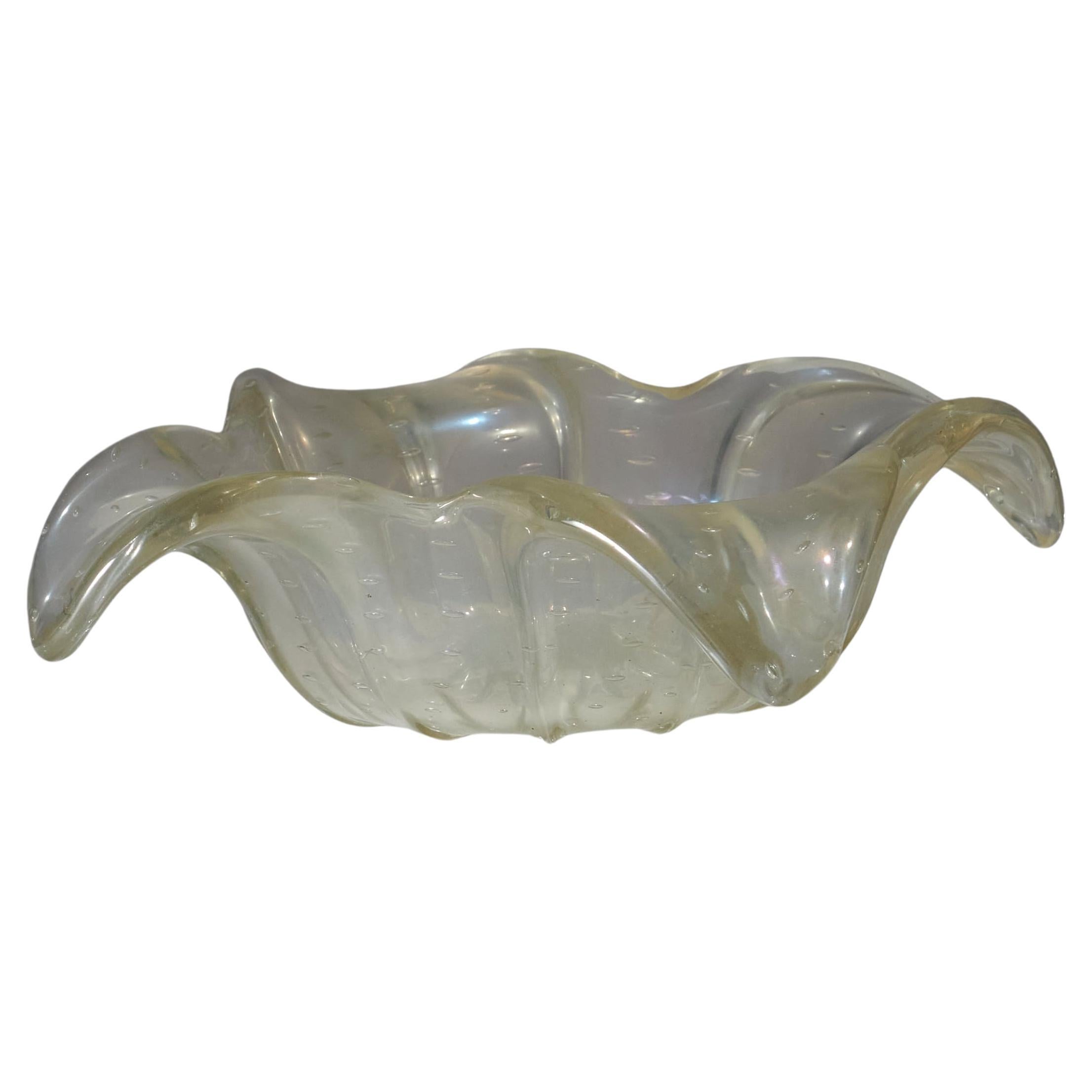 Cuenco de cristal de Murano con motas doradas, años 40
