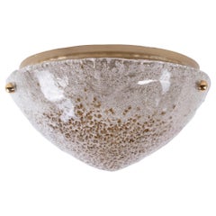 Large Amber Murano Flush Mount Glass & Brass by Kaiser, Germany, 1960