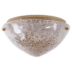 Large Amber Murano Flush Mount Glass & Brass by Kaiser, Germany, 1960