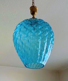 Murano Glass Brass Pendant Lamp Atributed to Fontana Arte, Italy, 1950s